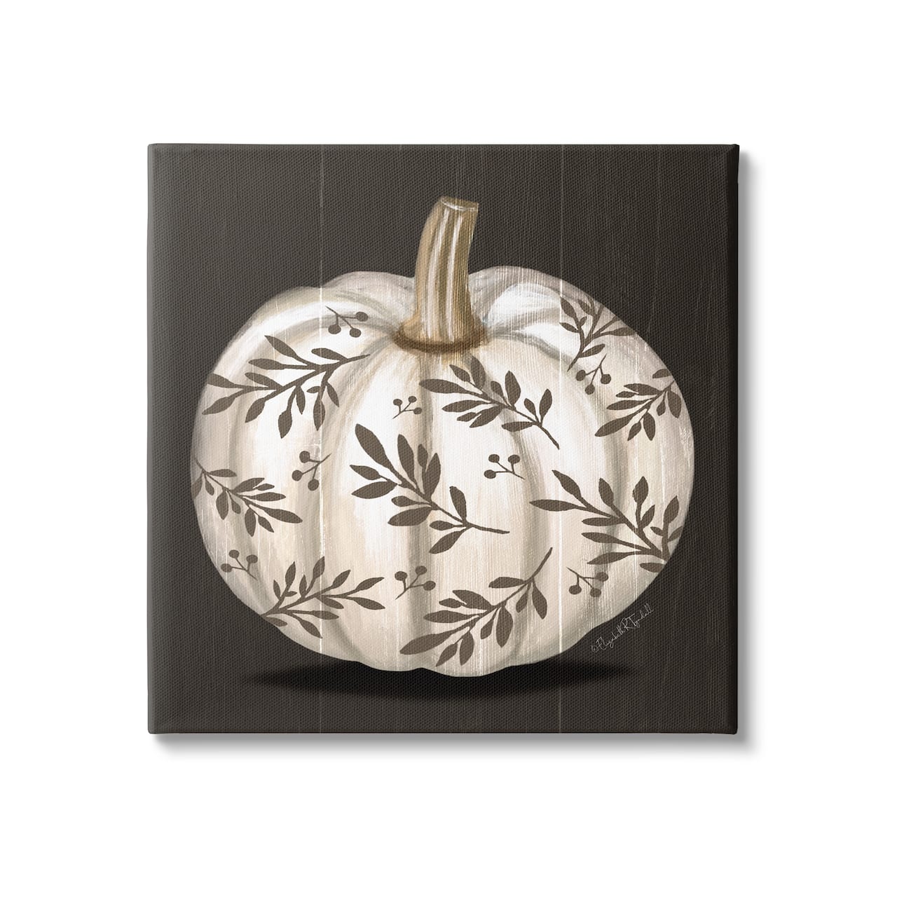Stupell Industries Leaf Patterned Fall Pumpkin Canvas Wall Art